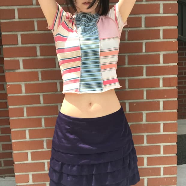 vintage stripe pattern corp top