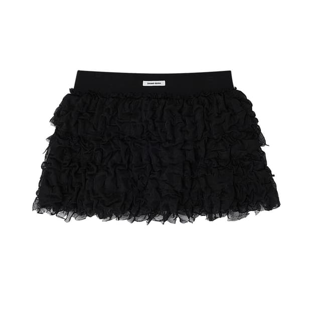 크랭크) 프릴 셔링 미니 스커트 