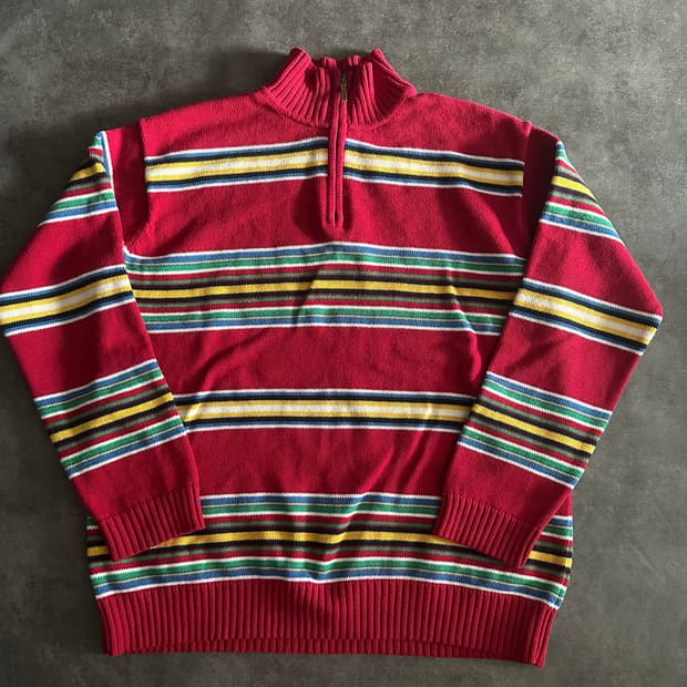 LAUREN 랄프로렌 하프집 스트라이프 니트 M