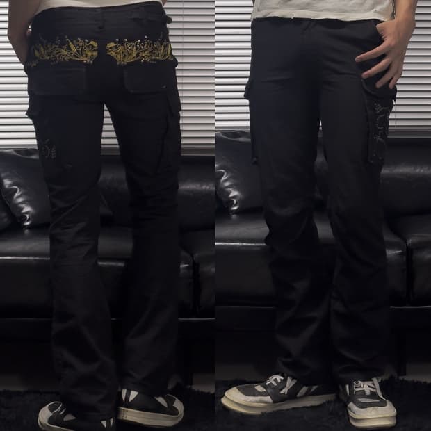{Jack Rose} Embroidery Cargo Flare Pants