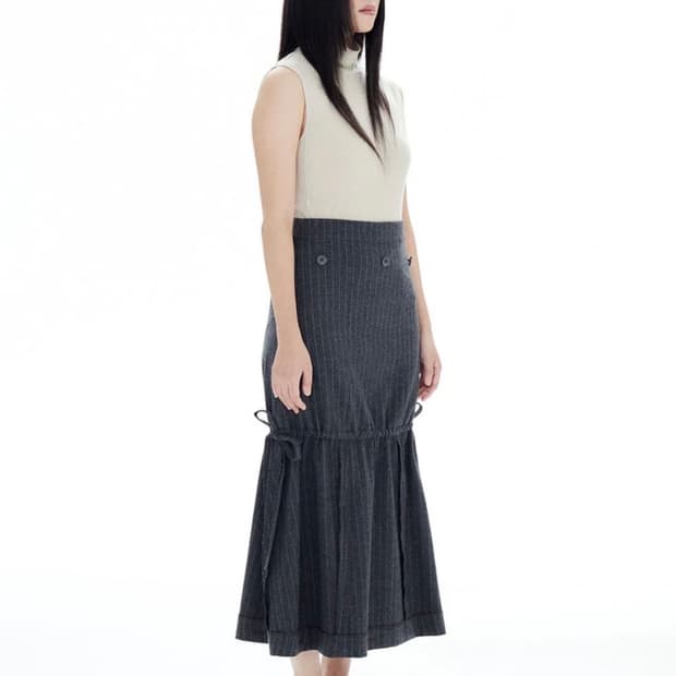 할로미늄 MULTIWAY STRIPED SKIRT GRAY