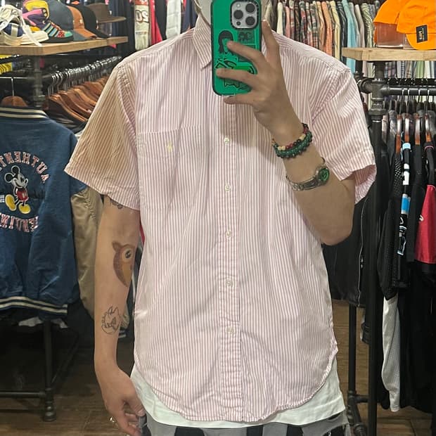 [HI] 폴로 랄프로렌 반팔 셔츠 스트라이프 핑크