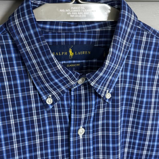 폴로 블루체크 긴팔셔츠 판매