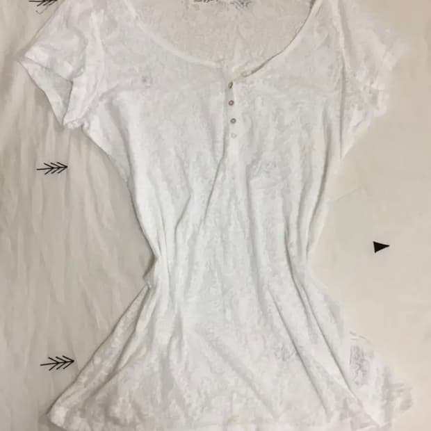 모리걸 하구미 화이트 레이스 반팔 티셔츠