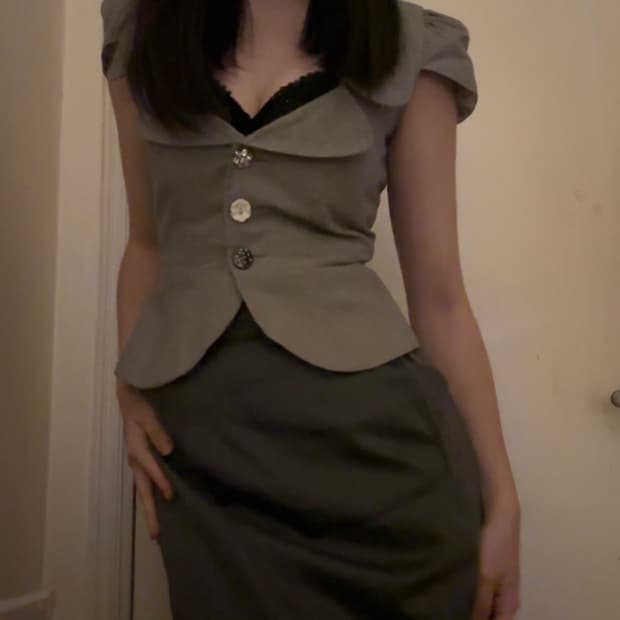 River Island 리버아일랜드 페플럼 핀스트라이프 자켓 블레이저