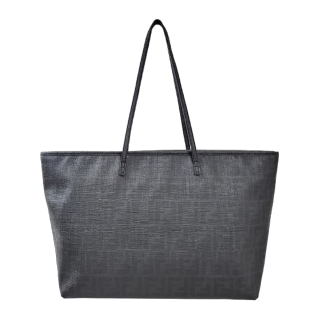 정품 펜디 주카 PVC 블랙 스티치 쇼퍼백