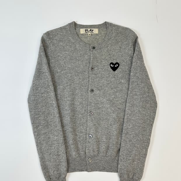 꼼데가르송 그레이 울 가디건 하트와펜 