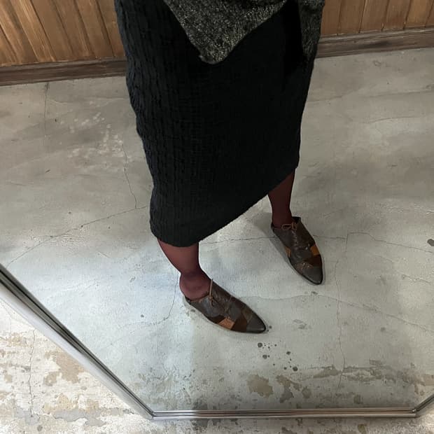 SALVATORE FERRAGAMO black tweed midi ski