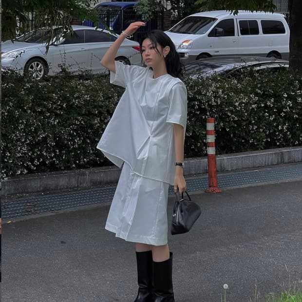 트리밍버드 Inverted pleats setup-blouse