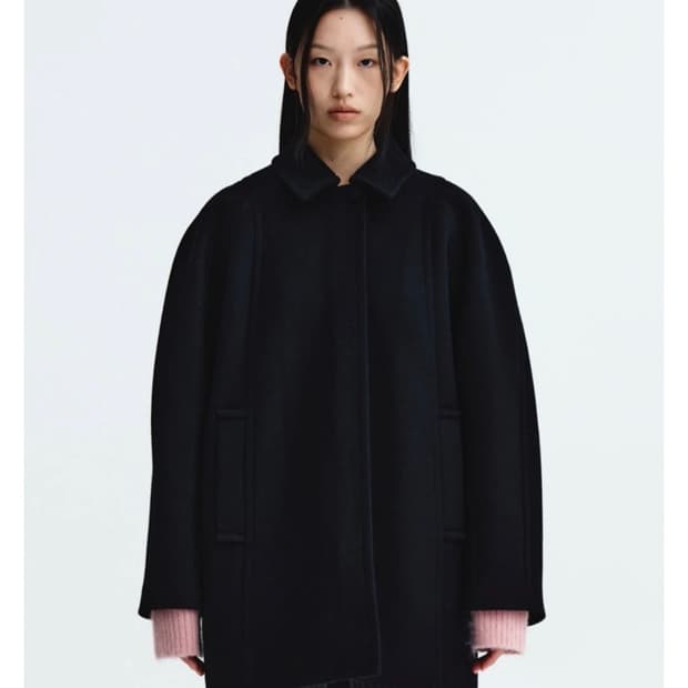 마뗑킴 래글런 울하프코트 네이비