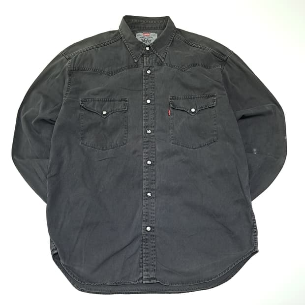 CL699 L 리바이스 90s 튀니지판 60566  웨스턴 흑청 셔츠 