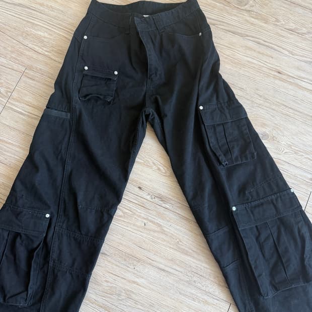 노매뉴얼 9p cargo pants-wahsed black