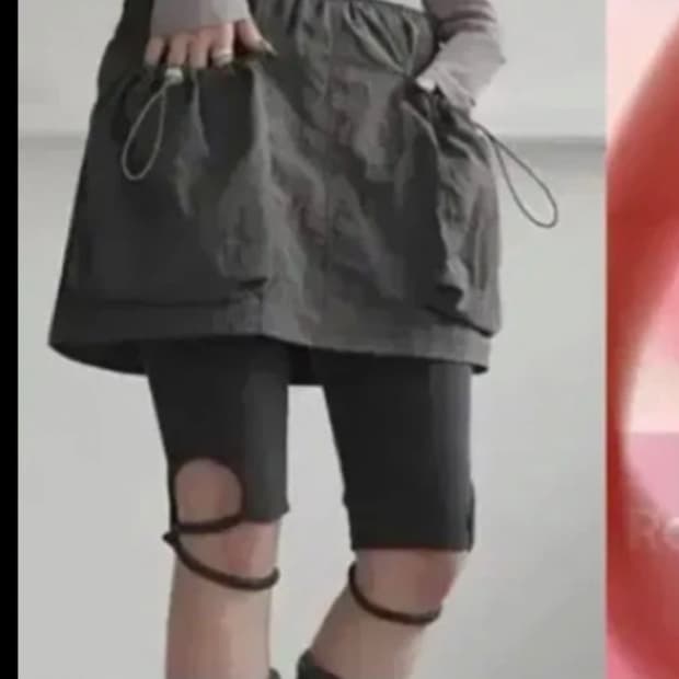 바이너리원 스트랩 스커트 차콜