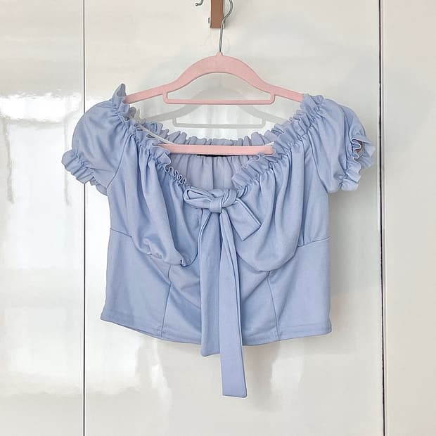 영국브랜드 Boohoo Y2K 베이비 블루 티셔츠 새상품