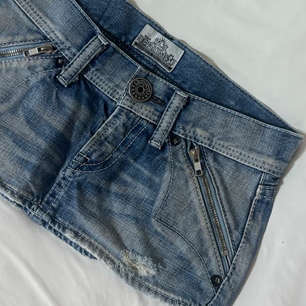 데님 미니스커트 빈티지 숏스 데스라이즈 큐빈티지 빈브로 펑크 와투케  