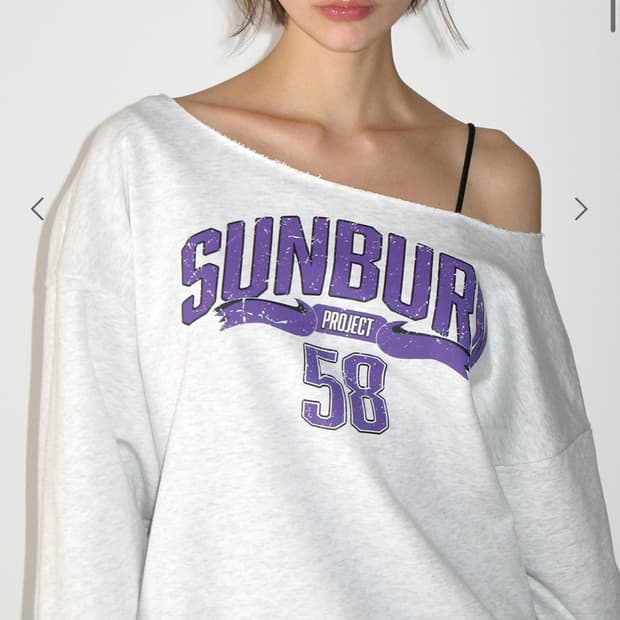 썬번프로젝트 오프숄더 맨투맨 멜란지그레이