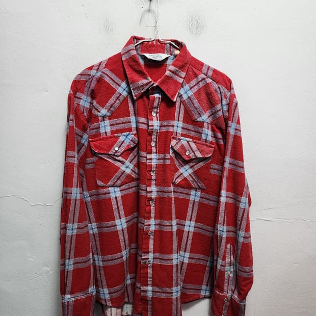 80s 빈티지 이글 크레스트 플란넬 버튼다운 셔츠