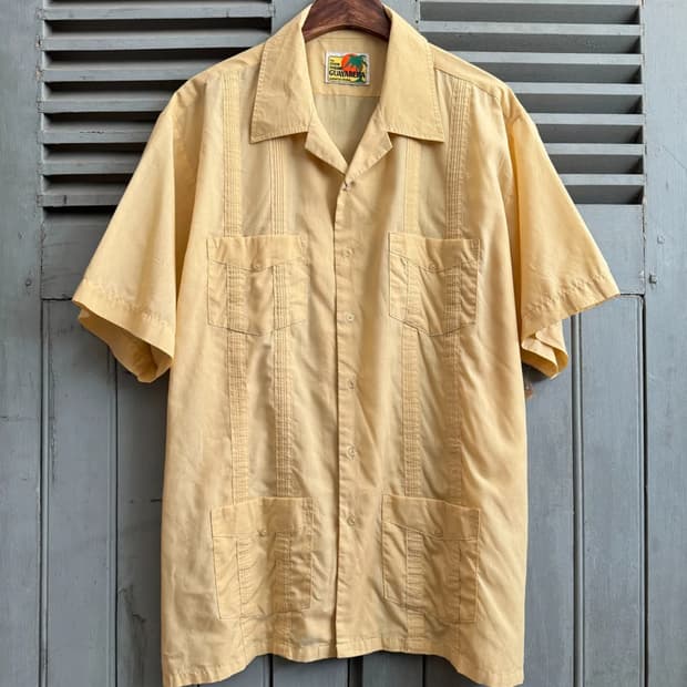 [2XL]90's GUAYABERA 파스텔옐로우 구아야베라 셔츠