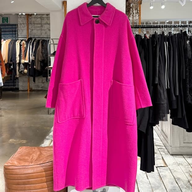 아미 핑크 싱글 브레스트 울 코트