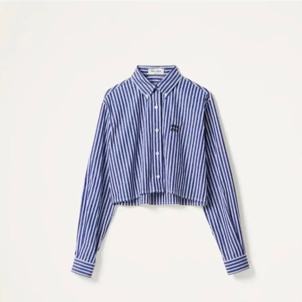 미우미우 스트라이프 크롭 셔츠