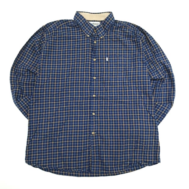 CN677 2XL 바버 로얄네이비 스몰체크 플란넬 긴팔 셔츠 남방