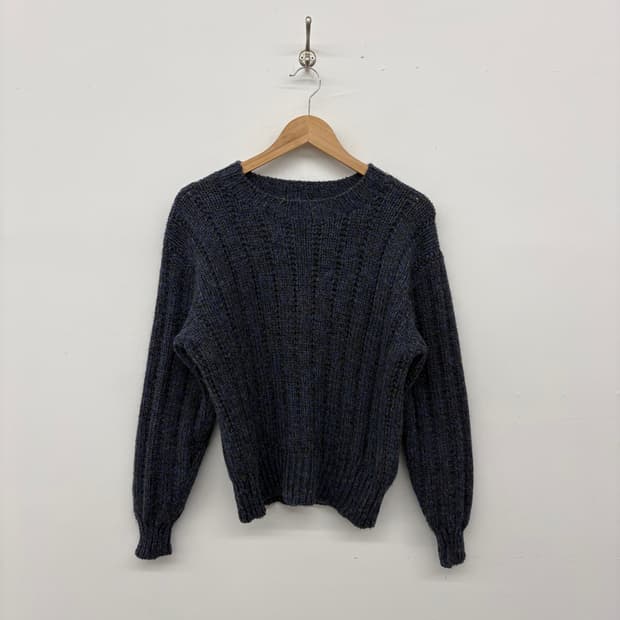 핸드메이드 네이비 울 니트 스웨터 여/M