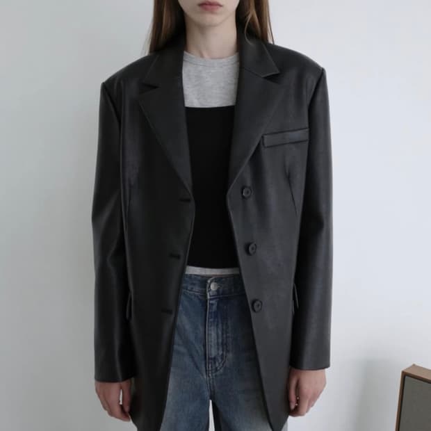 로우클래식 레더 블레이저 자켓