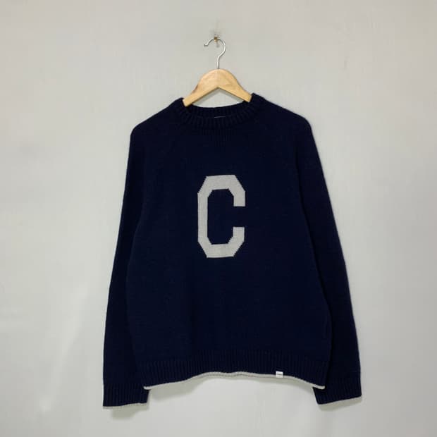 커버낫 빈티지 빅 로고 니트 네이비 L