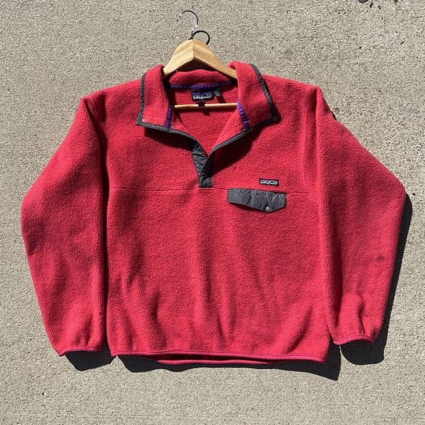 90s 파타고니아 신칠라 스냅-T 레드/퍼플 USA