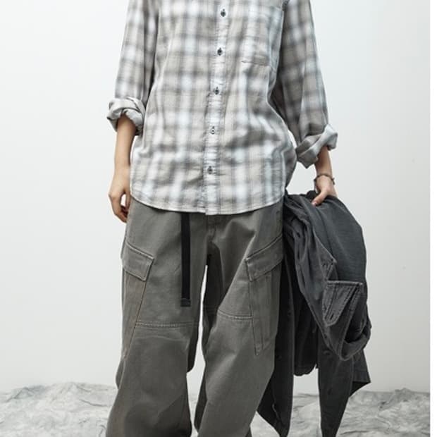 해칭룸 뮤지엄 셔츠 옴브레 올리브 그레이