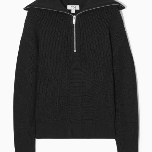 코스 울 니트 하프 집스웨터 블랙 S