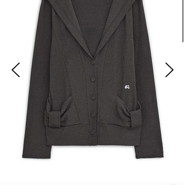 허그유어스킨 후드 리본 가디건 차콜