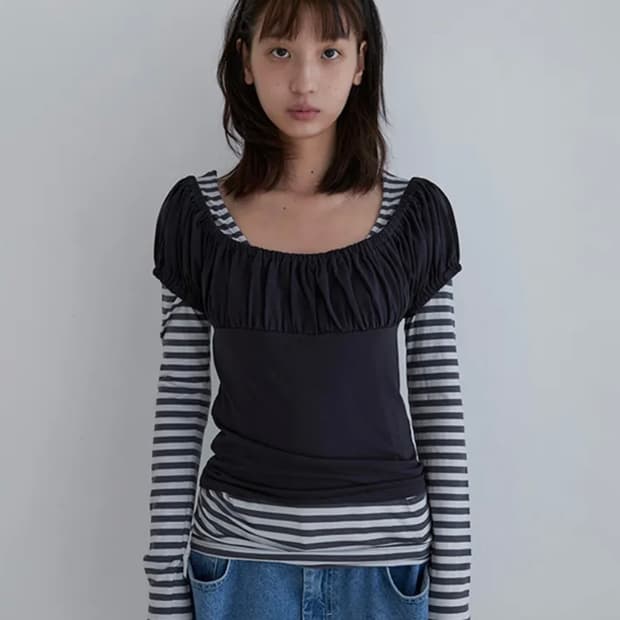 노컨텐츠 셔링 레이어드 티셔츠 세트