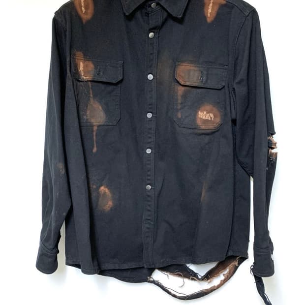 424 destroyed denim over shirt
