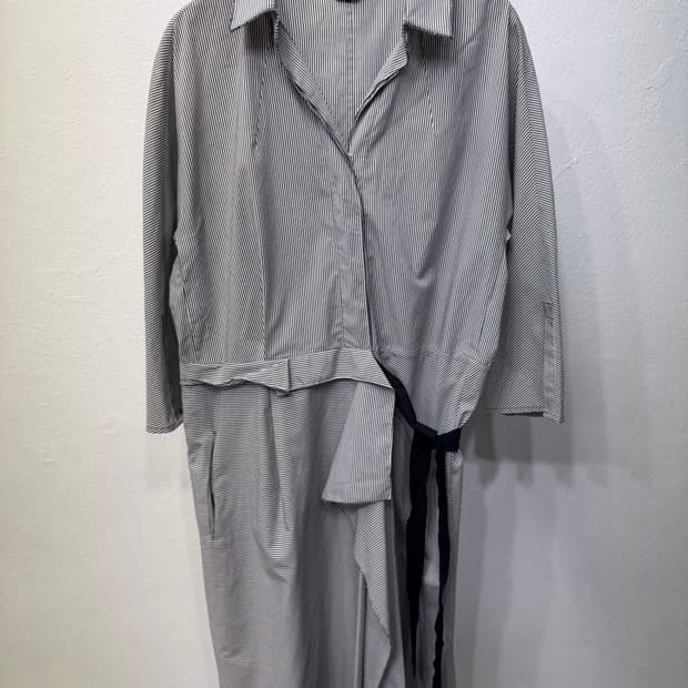 정품) TIME 타임 한섬 스트라이프 랩 셔츠 원피스 82