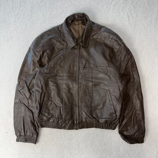 90s 아메리칸 빈티지 레더 봄버자켓 다크브라운 