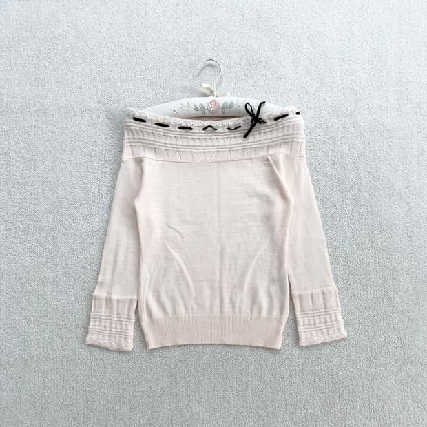 히메갸루 ♥ 보트넥 레이스 여리핏 니트