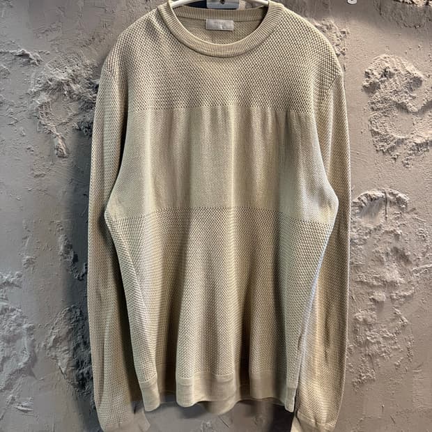 100 타임 TIME 텍스처 니트 라운드 니트 녹차 그린