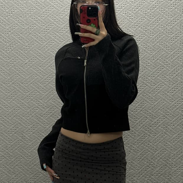 레이아웃 빈티지 캐주얼 락시크 패치워크 쇠맛 바이커 집업 K0404
