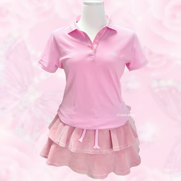 아디다스 정석핑크 미소녀 카라 반팔티