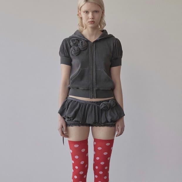 스컬프터 워시드 로즈 후디 집업 차콜