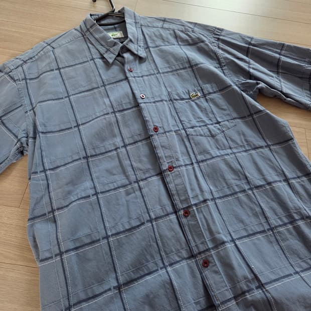 프랑스제 Lacoste 반팔 체크 셔츠 XL-2XL(110)