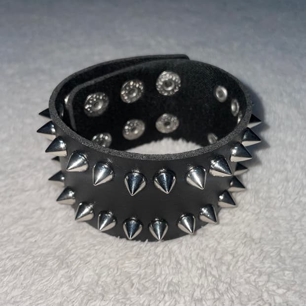 black studs leather bracelet