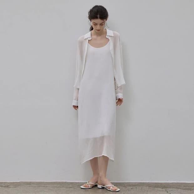 [르 스튜디오] SHIRT + SLIP DRESS SET WHITE