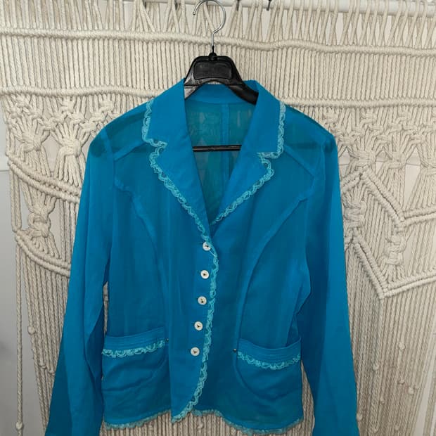 레이스 시스루 슬림 자켓 블라우스