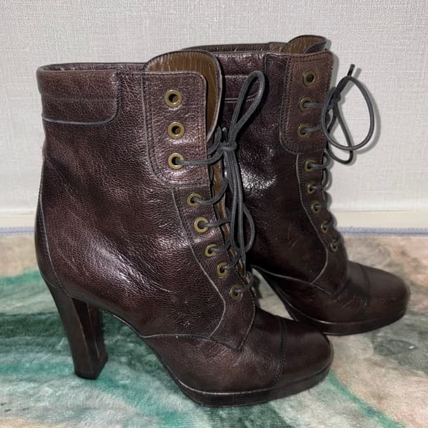 에트로 레이스업 레더 부츠