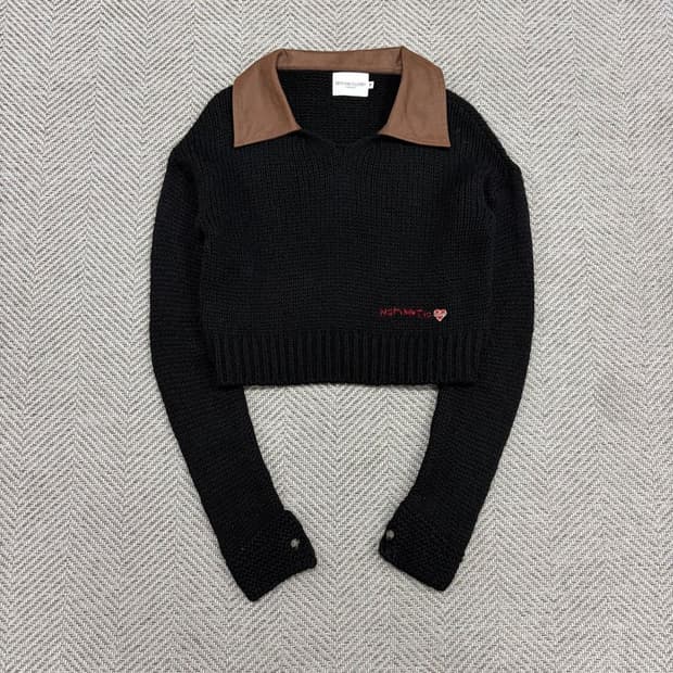 비욘드클로젯 레더 카라 니트 v3070