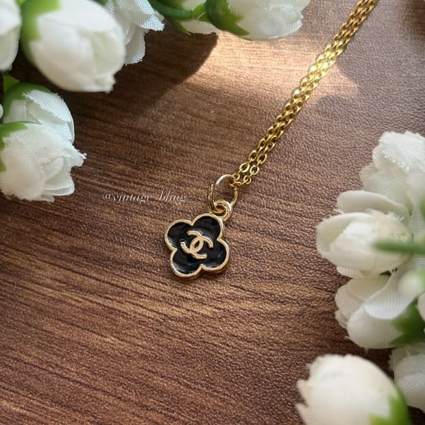 블랙) 샤넬 미니 클로버 골드 목걸이  