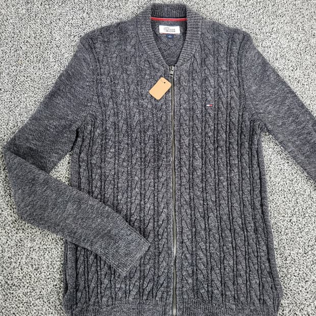 타미힐피거 집업 니트 가디건 (그레이)