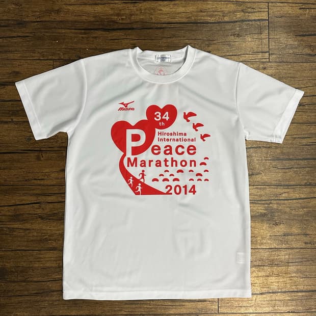 미즈노 히로시마 국제평화마라톤 2014 기능성 반팔티 L 화이트
